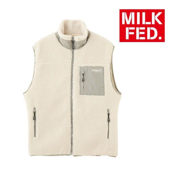 ミルクフェド ボア ベスト ジャケット ブルゾン MILKFED レディース アウター LOGO BOA VEST レディースコート コート ブランド シンプル おしゃれ ボアベスト ボアブルゾン 白 ホワイト