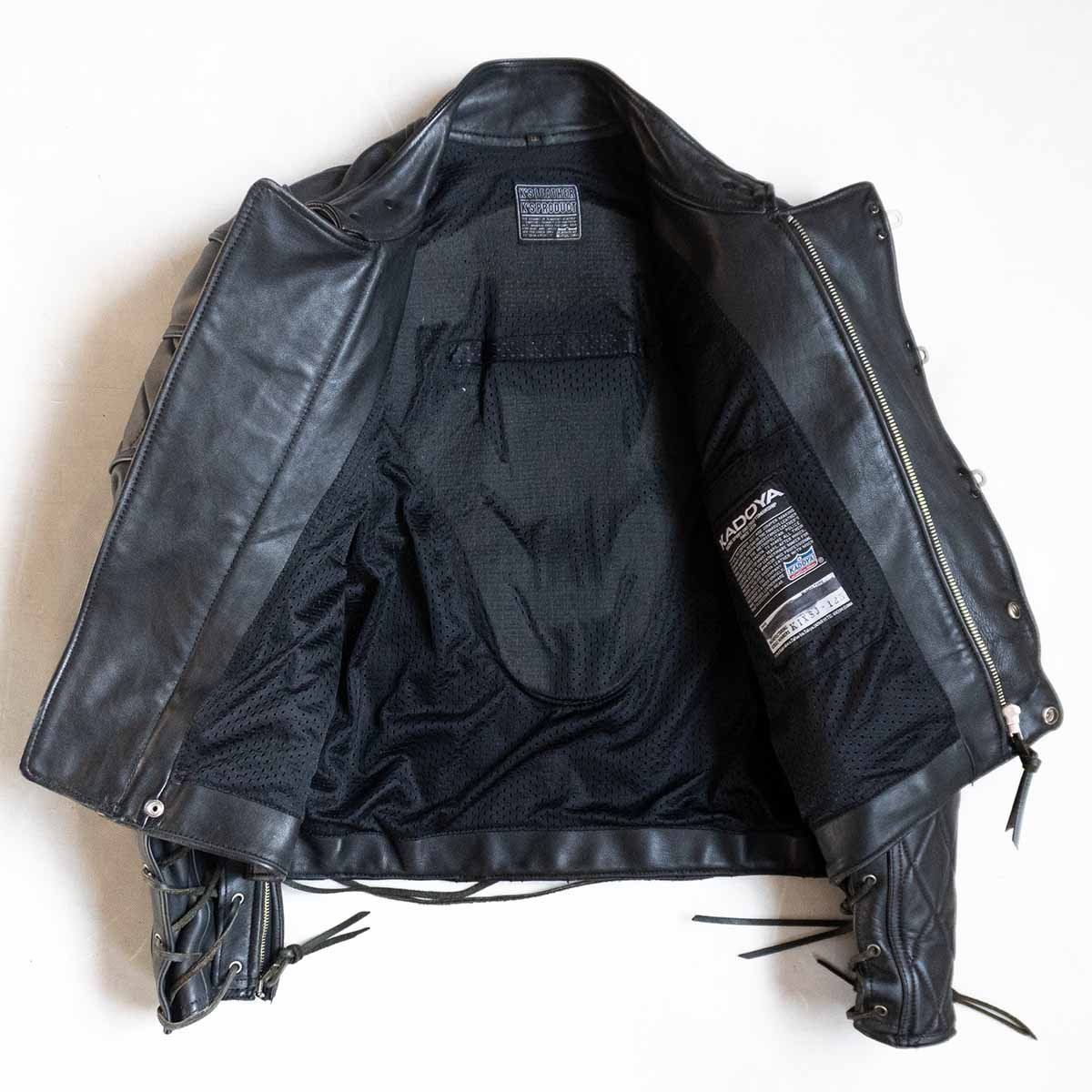 美品/廃番】KADOYA【ステルス レザー ジャケット】LL バトルスーツ 