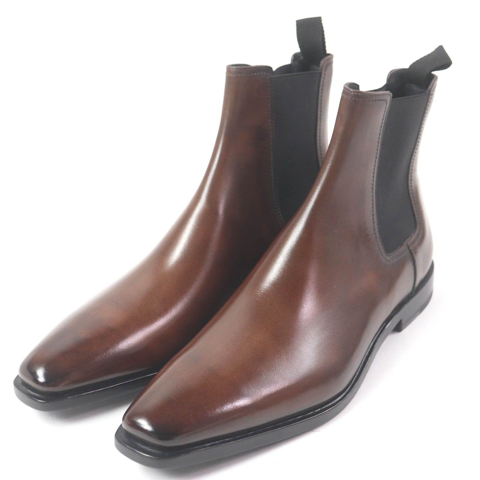 □Berluti ベルルッティ キャラクテール パティーヌ レザー サイドゴアブーツ チェルシーブーツ ブラウン 7.5 き メンズ