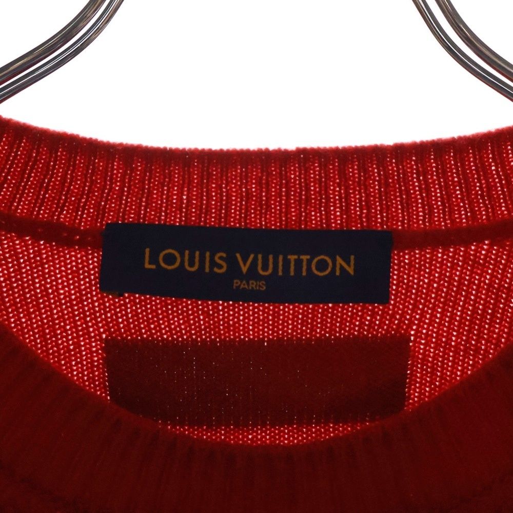 LOUIS VUITTON - ルイヴィトン 23AW カシミヤ混ロゴニット セーター 長袖 S 赤 レッド LOUIS VUITTON - 本物 美品 ルイヴィトン LV刺繍 Vネック
