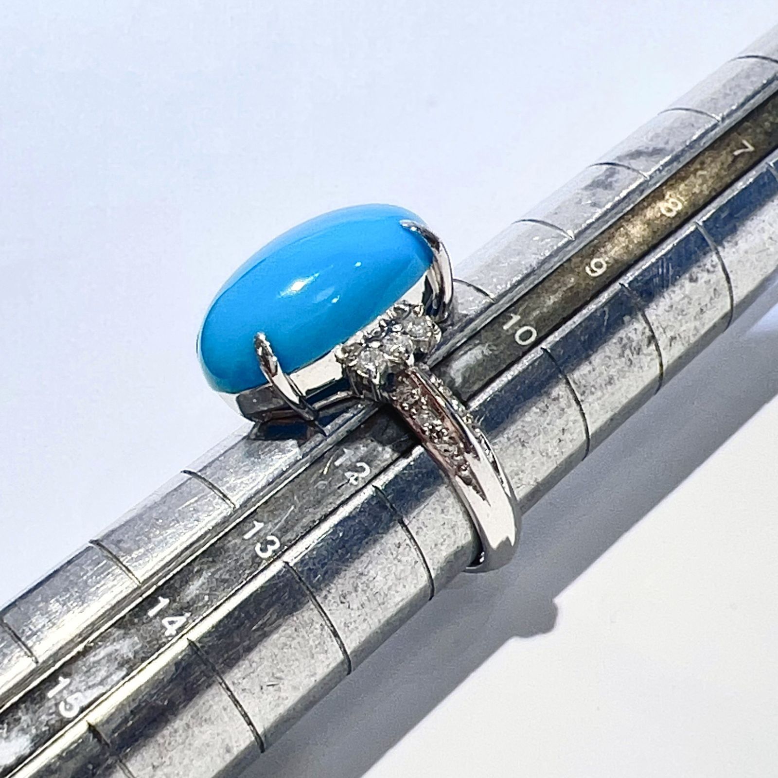 Pt900 ターコイズトルコ石・ダイヤ入リング美品 Pt900 トルコ石 ターコイズ リング | | JEWELRY VALLEY