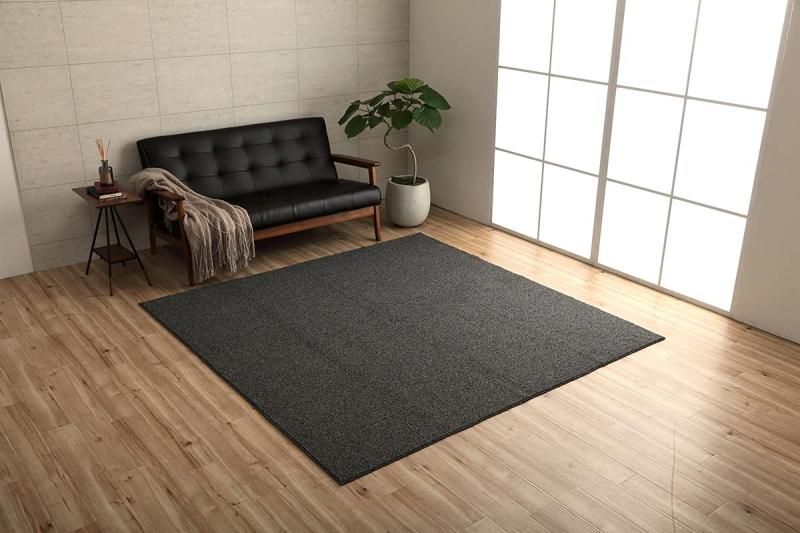 イケヒコ カーペット クレイド 約190×240cm ブラック シンプル 約3畳 長方形 抗菌防臭 ループ オーバーロック 3985989