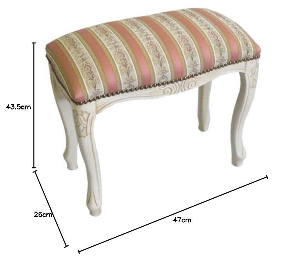 ホワイト×ピンク 51195 S スツール クラシカルな椅子 47×43.5 イタリア製 パシフィックGLD
