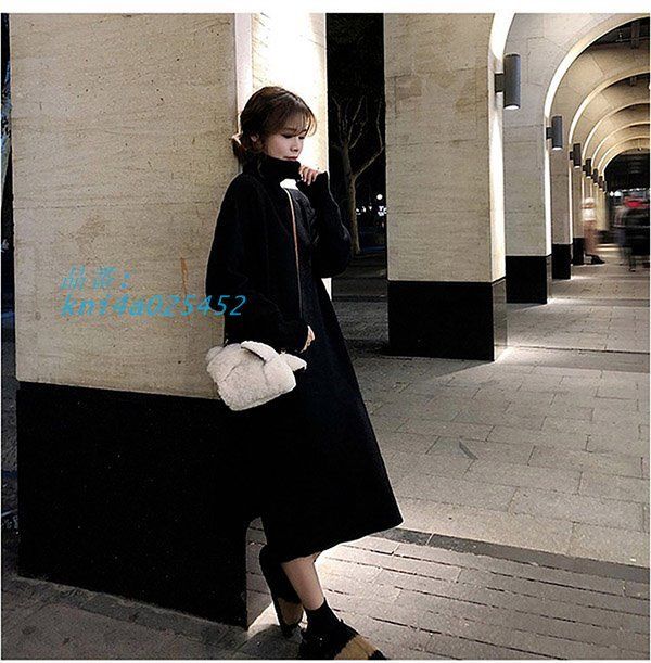 ニットワンピース レディース ネック ロング ワンピース 大きいサイズ 長袖セーター 秋冬 柔らか kni4a025452