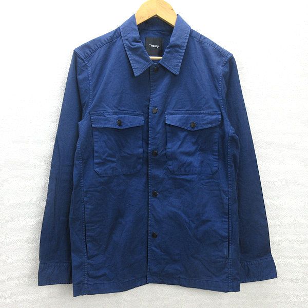 H□セオリー/theory スナップボタン シャツジャケット【S】紺/MENS