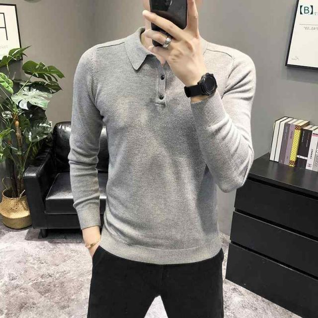 [M0]メンズ ファッション 服  オシャレ シンプル 大人 かっこいい 大きいサイズ ストリート 紳士服  長袖 セーター 秋 韓国 スタイル トップス 薄手 ウール カジュアル ポロ シャツ