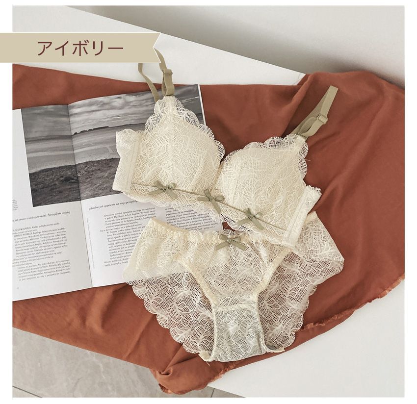 アイボリー レース ブラジャーショーツセット 楽天市場】サンフラワープリント×レース ブラジャー ショーツ