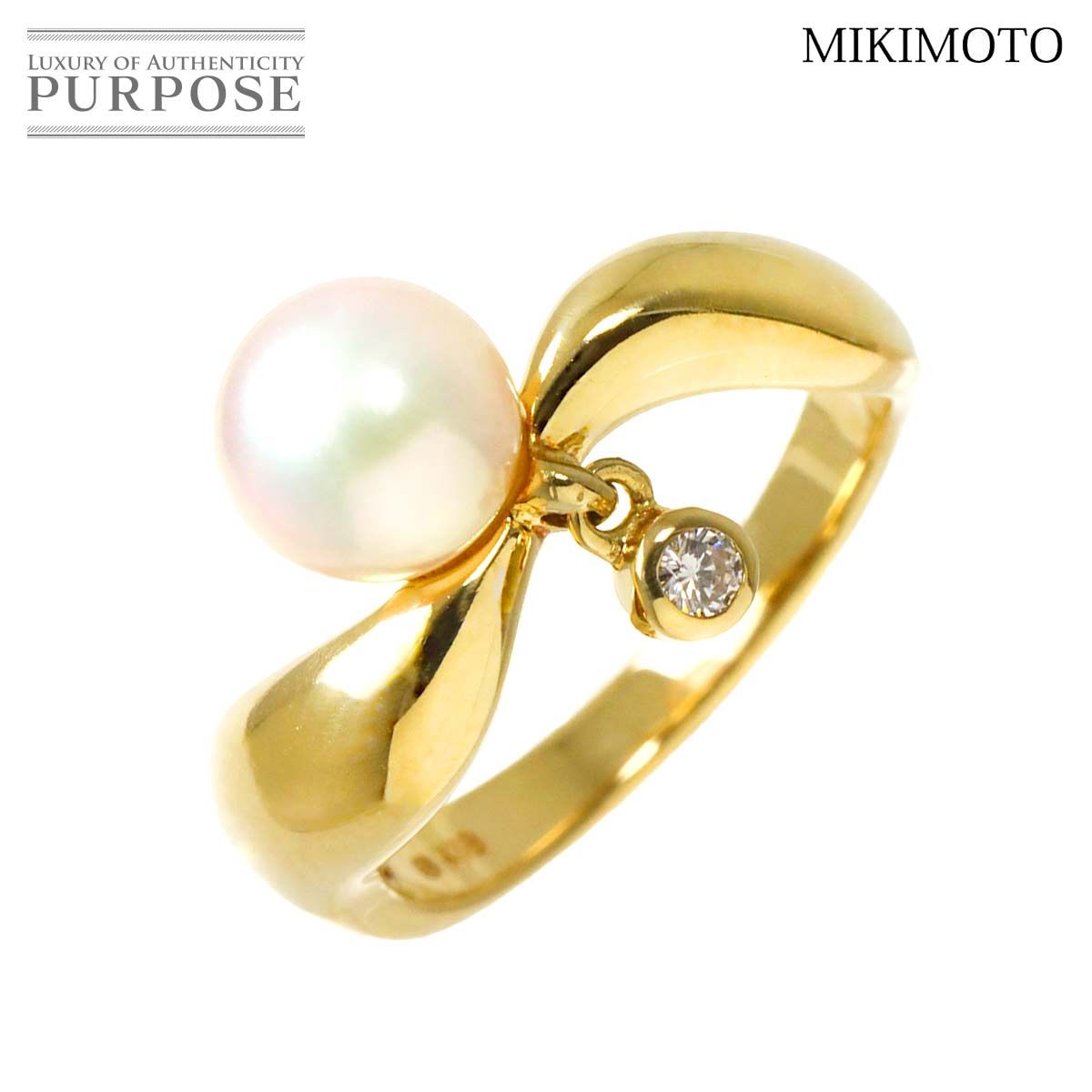 ティファニーアコヤ真珠 7.0mm 8号 リング K18 YG