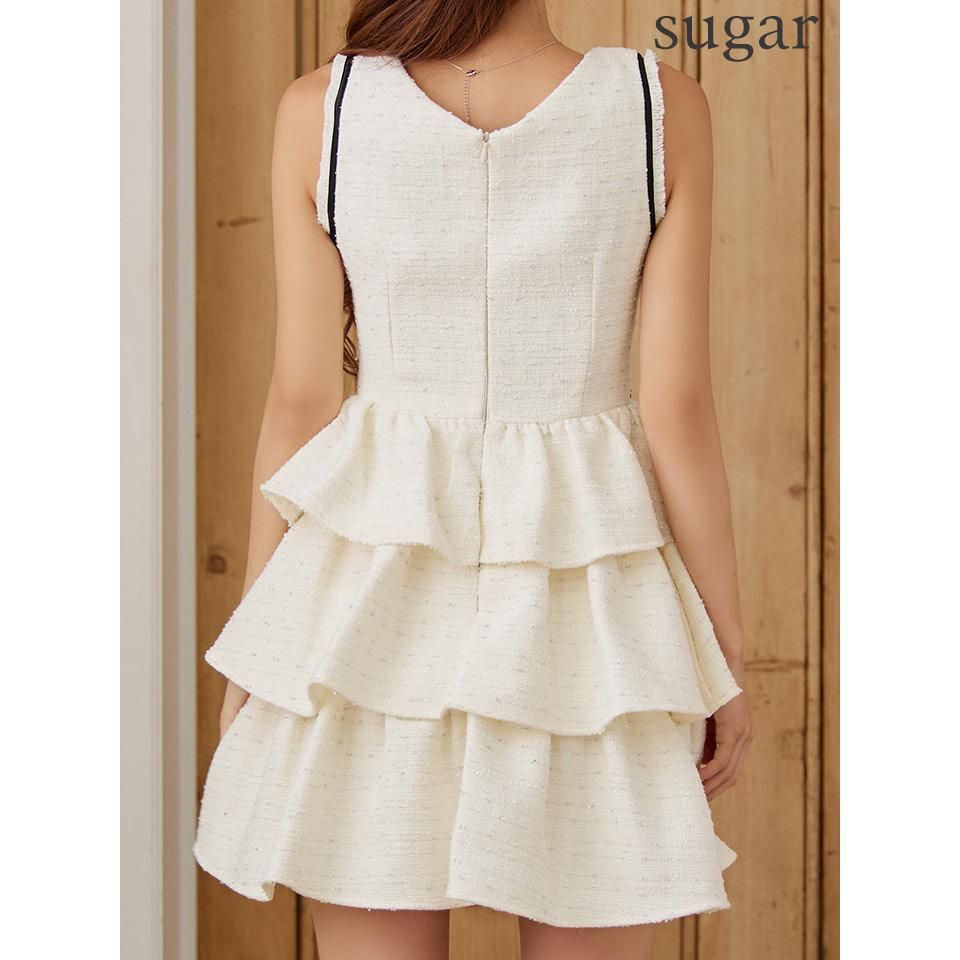 IRMA / イルマ】ネックリボン ティアードフリル ミニドレス ブラック