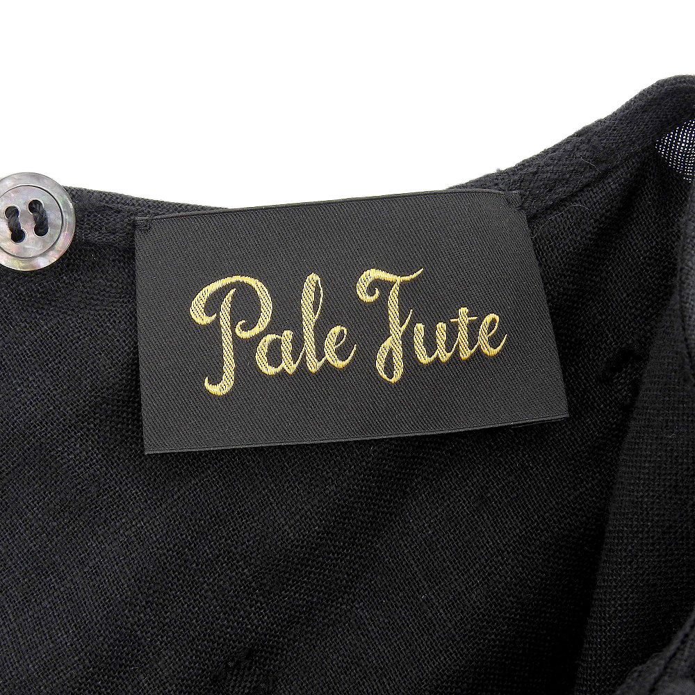 PALE JUTE ペールジュート リネン ドット スリーブレス シアーブラウス トップス レディース 黒 ブラック F PJ-2025 SS-16