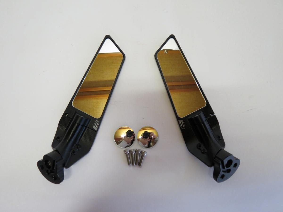 YZF-R1 98-14 YZF-R6 99-08 バックミラー  角度調整可 CNC アルミ削りだし 黒