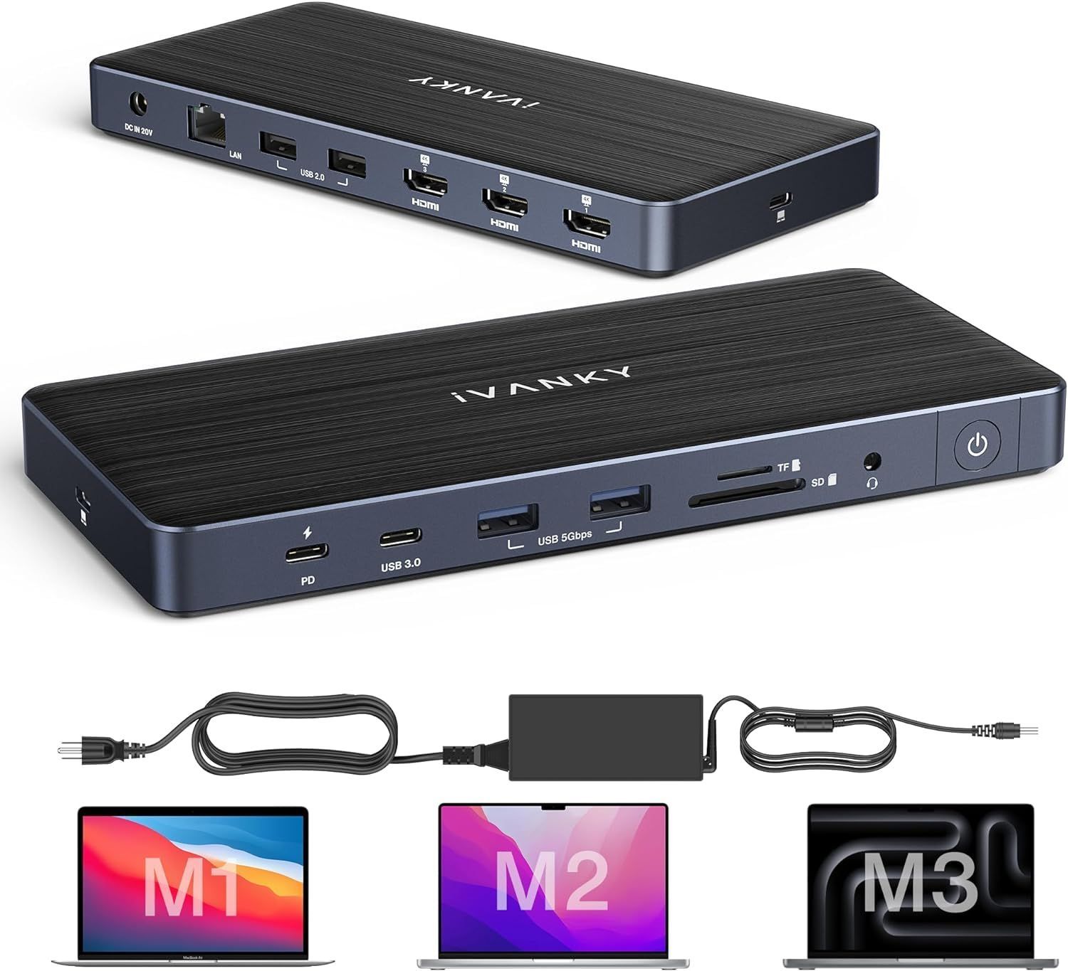 【人気商品】Pro 1 FusionDock MacBook DisplayLinkドッキングステーション 14合1 3画面出力150Wパワーアダプター付き、M1/M2/M3/M4 Mac Air/Pro用トリプル4K@60Hzモニター対応、3HDMI iVA