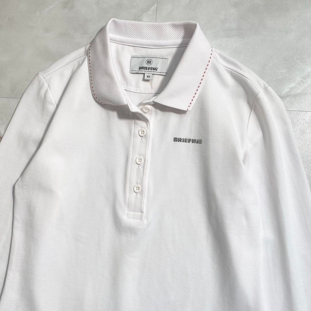 A16521 美品ブリーフィングゴルフ 22ss 3Dロゴ長袖ポロシャツ 白XS A16521 美品ブリーフィングゴルフ 22ss 3Dロゴ長袖ポロシャツ 白