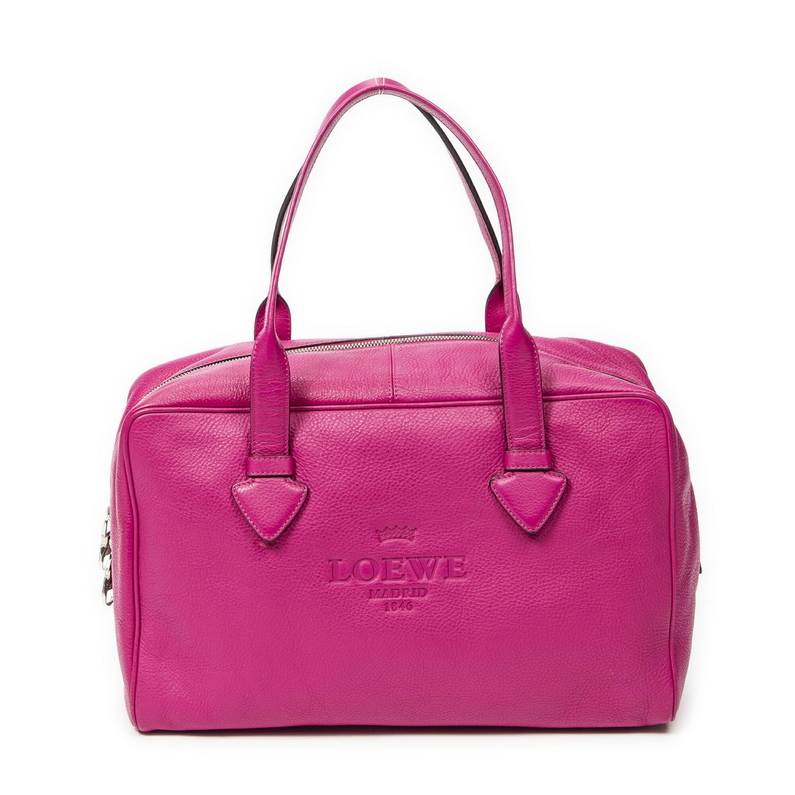 LOEWE ロエベロゴボストンフューシャピンクグレインカーフスキンレザーA