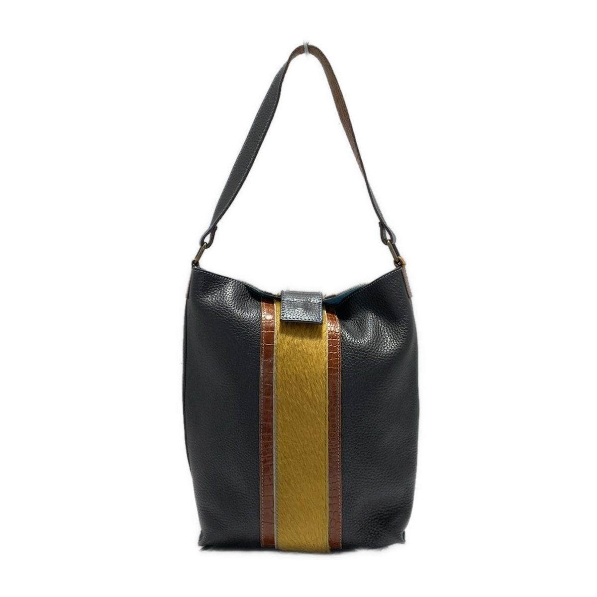 デニムリメイク ヘアピン クリップ レザータグ ハラコ