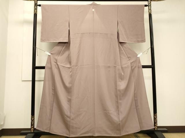 平和屋着物○上質な色無地 風景草花地紋 柳茶色 正絹 逸品 DAAW5240ud