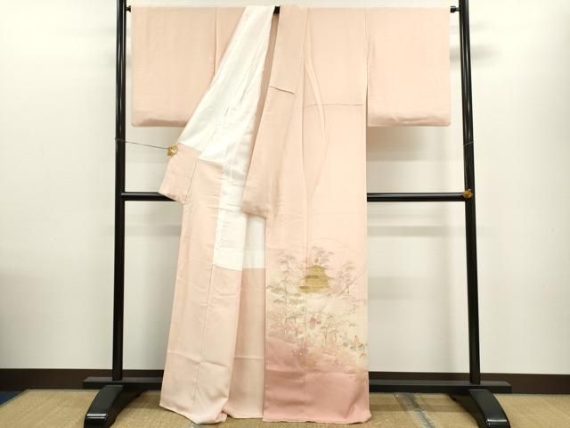 平和屋着物▽中国三大刺繍 スワトウ刺繍 訪問着 総刺繍 人物風景文 暈