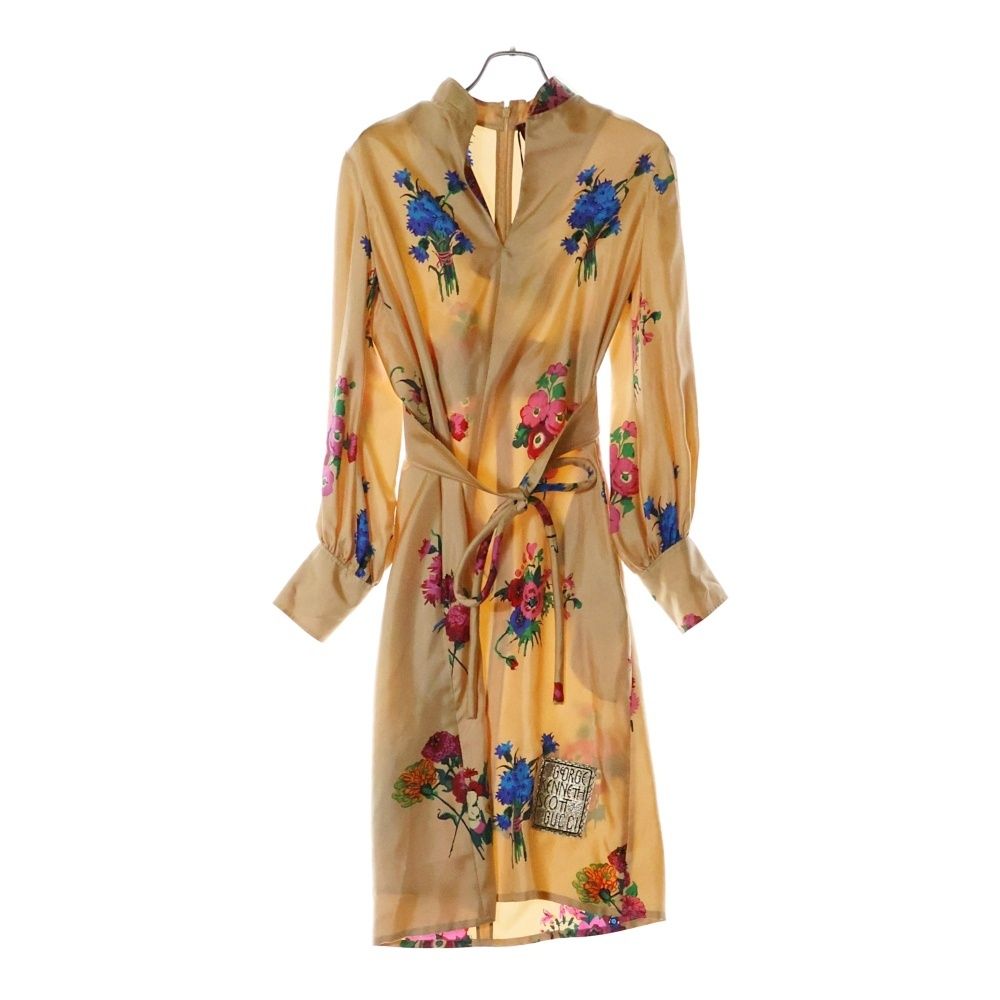 GUCCI グッチ　長袖　ワンピース　大きいサイズ　花柄　GG GUCCI 【美品】グッチ アジサイ 花 柄 シルク ワンピース ミニ