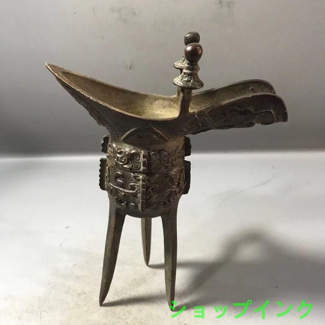 青銅器 青銅酒爵杯 帝王杯 酒樽 装飾品 現代工芸品 美術品 置物