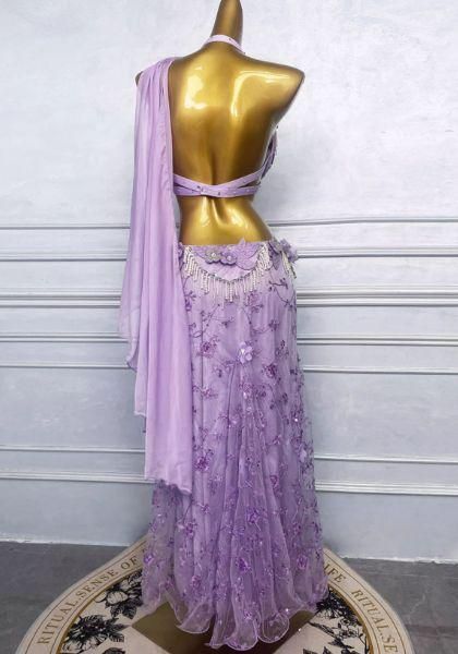 ベリーダンス オリエンタル衣装 レースパープル ブラスカート オーダーメイド ベリーダンス オリエンタル衣装 レースパープル ブラスカート