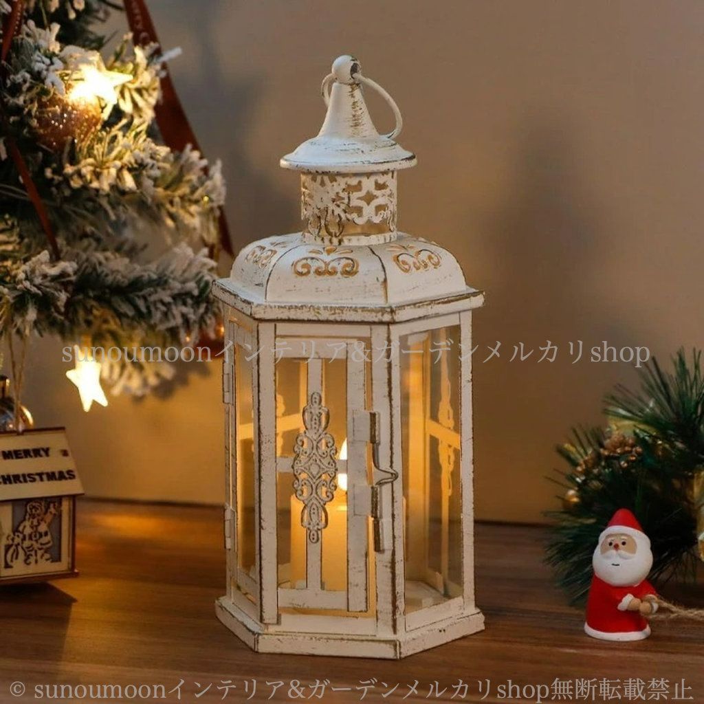 おしゃれ 壁掛け 庭の装飾 庭 屋外利用 ホワイト ガーデン雑貨 シャビーシック インテリア 雑貨 お洒落 キャンドルランタン ガーデンインテリア シャビー加工 4-7 ヴィンテージ調 ガーデン ガーデニング