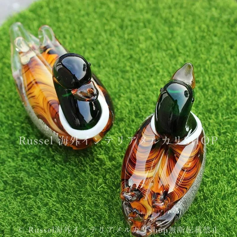 銀製　鴛鴦 オシドリ　ガラス製 置物 ケース入り 銀製 鴛鴦 オシドリ ガラス製 置物 ケース入り