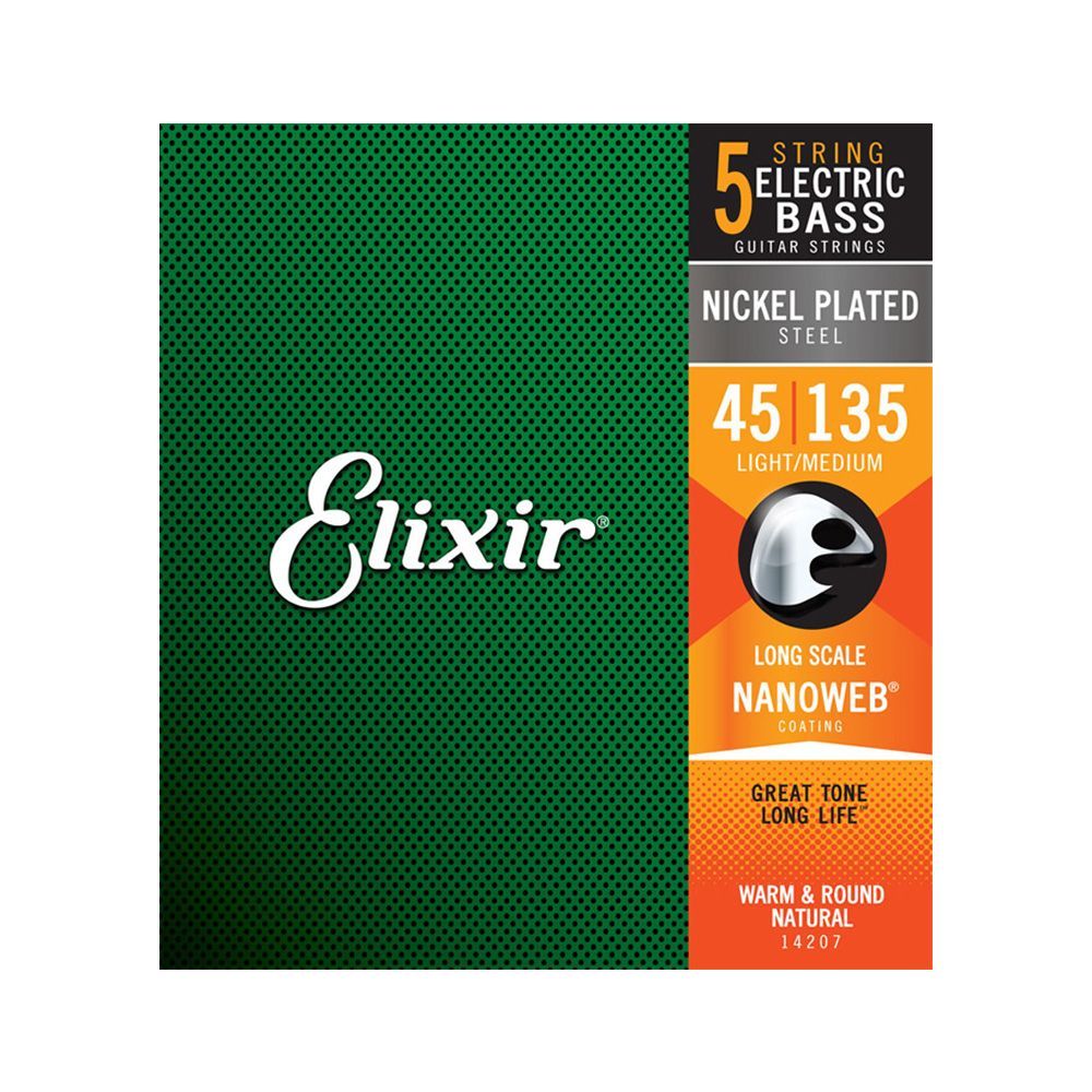 Elixir エリクサー ５弦ベース弦 14207 45-135 ニッケルめっき鋼 超極薄コーティング 音色抜群 長寿命 アメリカ産 無料で真空サービスを提供しています