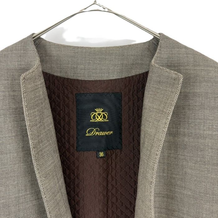 ドゥロワー ベージュ ノーカラー ロングジレ 36 ドゥロワー ベージュ