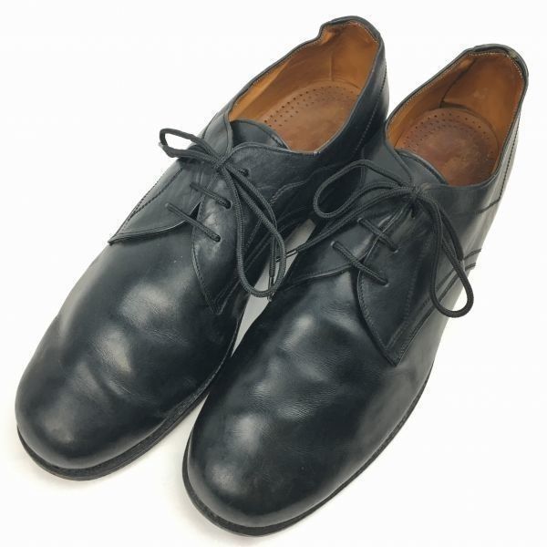 試着交換OK！80年代以前?　Agal　木製釘ハンドメイド/Vintage 　プレーントゥ〈黒/BLACK/ブラック〉size26.5-27.0程度　コンチネンタル/メンズ//men's 菅NO.WZH-37 試着交換OK！80年代以前? Agal 木製釘ハンドメイド/Vintage プレーン