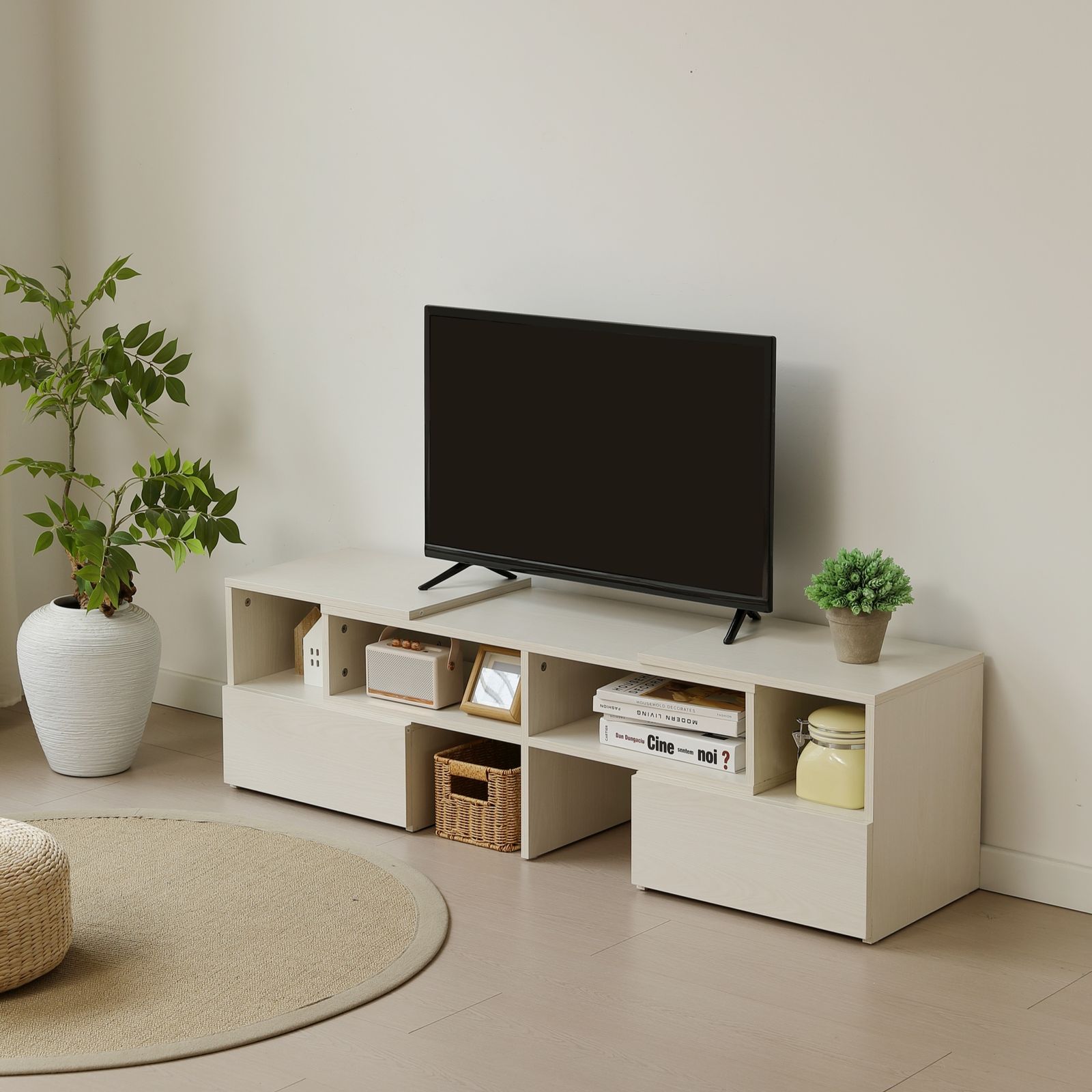 全新品 テレビ台 ローボード コーナーテレビ台 伸縮自由 幅93～172cm 