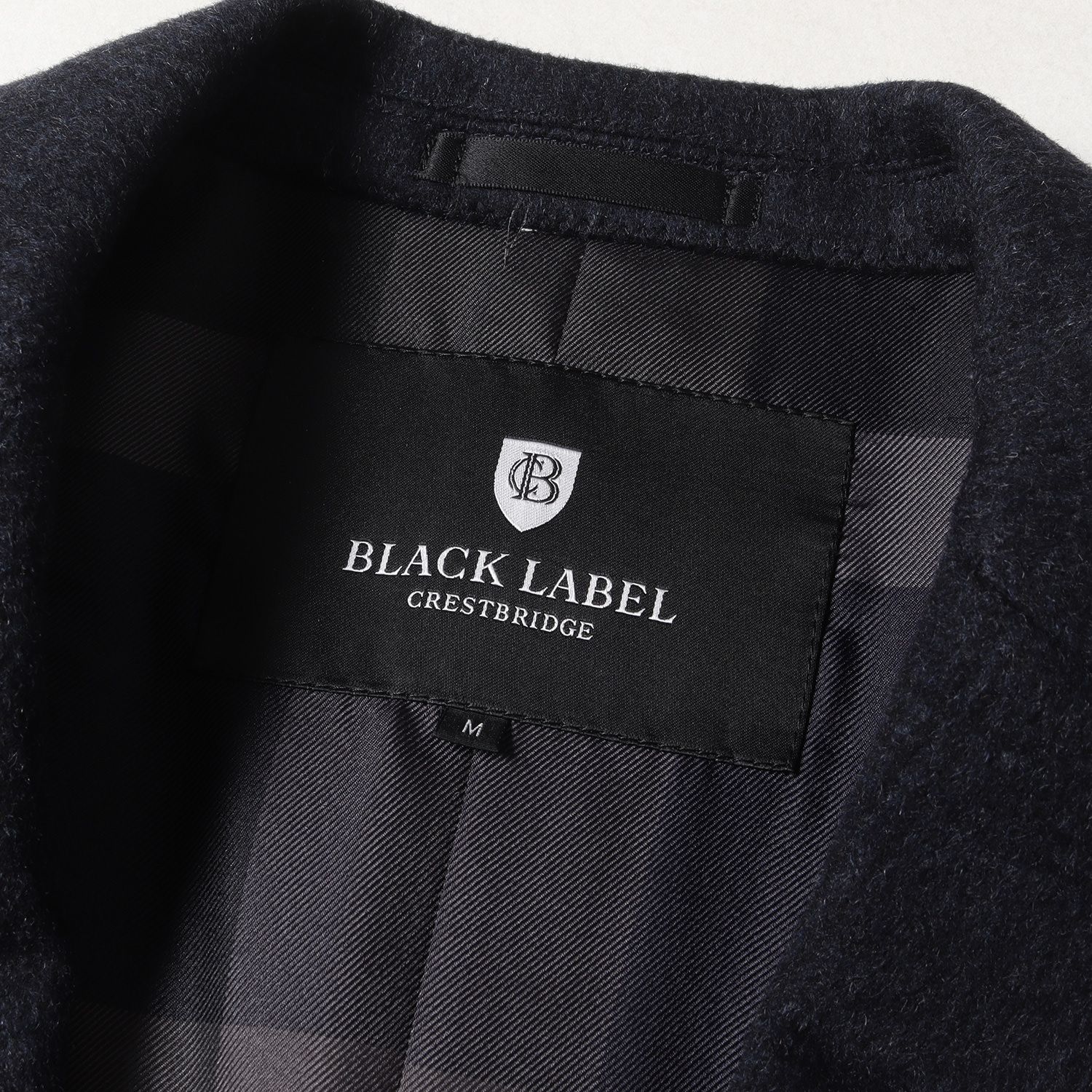 美品 BLACK LABEL CRESTBRIDGE ブラック レーベル クレストブリッジ コート サイズ:M グレンチェック ウール 2B  チェスター コート ネイビー ブラック アウター ジャケット 上着【メンズ】