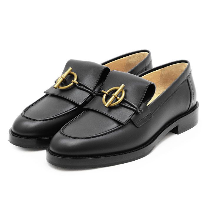 HERMES Paris エルメス パリ ローファー インパクト H ロゴ グレナン シグネチャー モカシン カーフ レザー semelle cuir シューズ 靴 箱 袋 カード付属 レディース サイズ 37 ブラック 黒 イタリア製