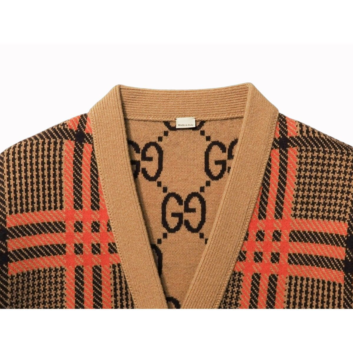 中古】GUCCI グッチ GGウール チェック リバーシブル カーディガン 