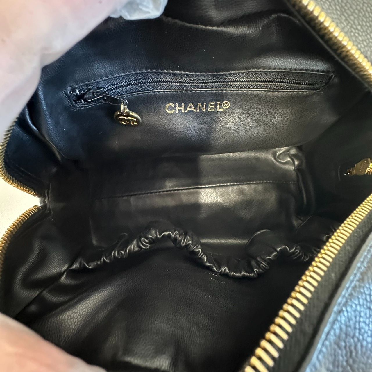  CHANEL シャネル ココマーク キャビアスキン ポーチ コスメ 化粧ポーチ ブラック B D ポーチ バッグ