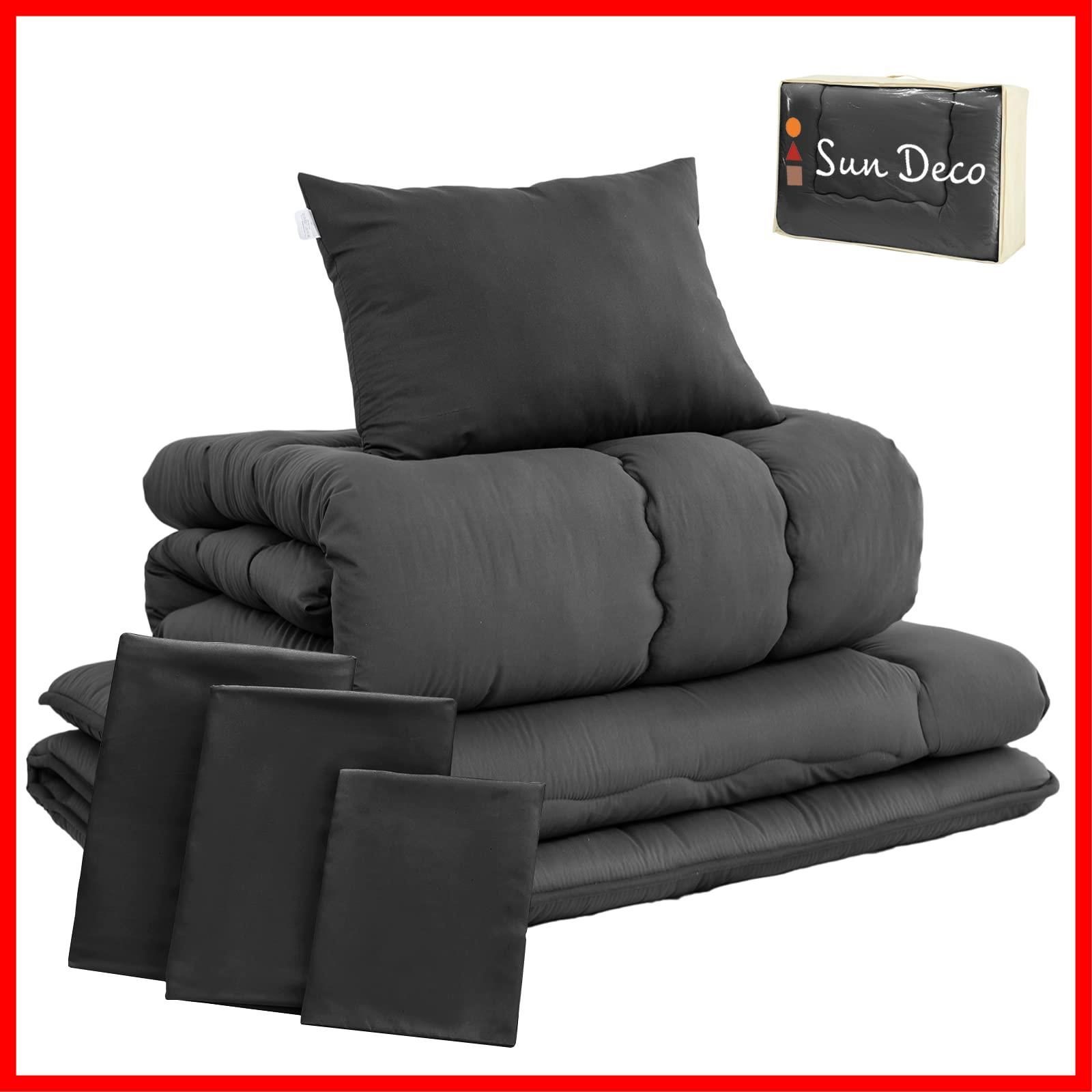 【迅速発送】Sun Deco 布団セット シングル 布団 7点セット 寝具セット 来客用布団【SEK認証】【TEIJIN マイティトップ中綿使用・敷き布団】防菌防臭 洗える 中綿約1.6kg 掛け布団 シングル 敷布