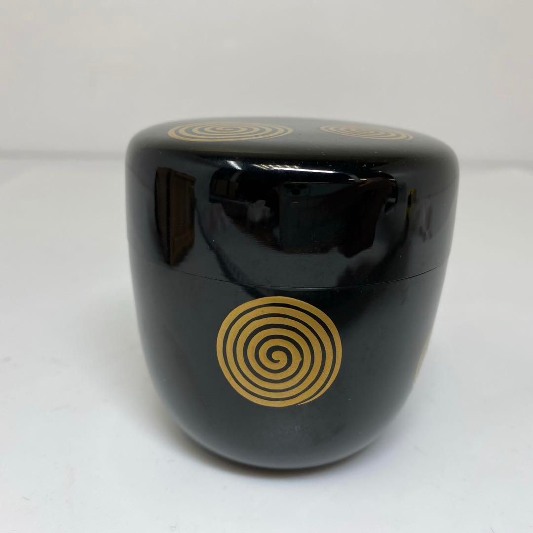 茶3 多田桂寛作 渦蒔絵棗 共箱 幅6.8㎝ 東さ6-1117