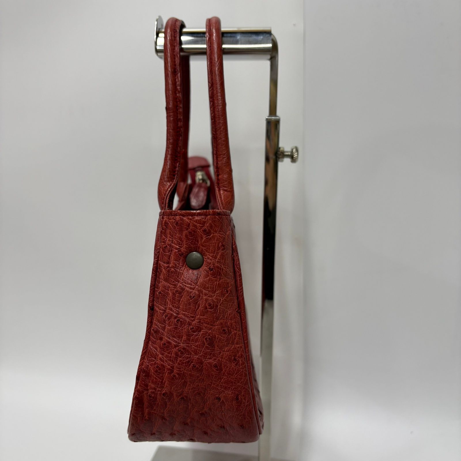 ☆-35 良品 JRA認証マーク オーストリッチ ハンドバッグ ピンク系 JRA 