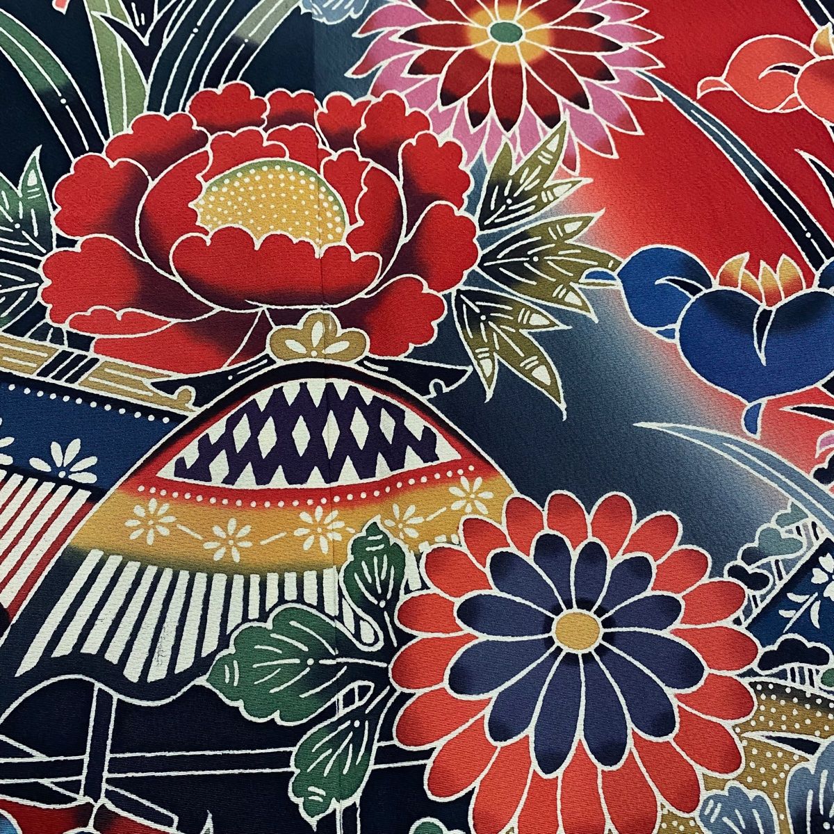 平和屋着物○豪華振袖 駒刺繍 立涌吉祥花文 暈し染め