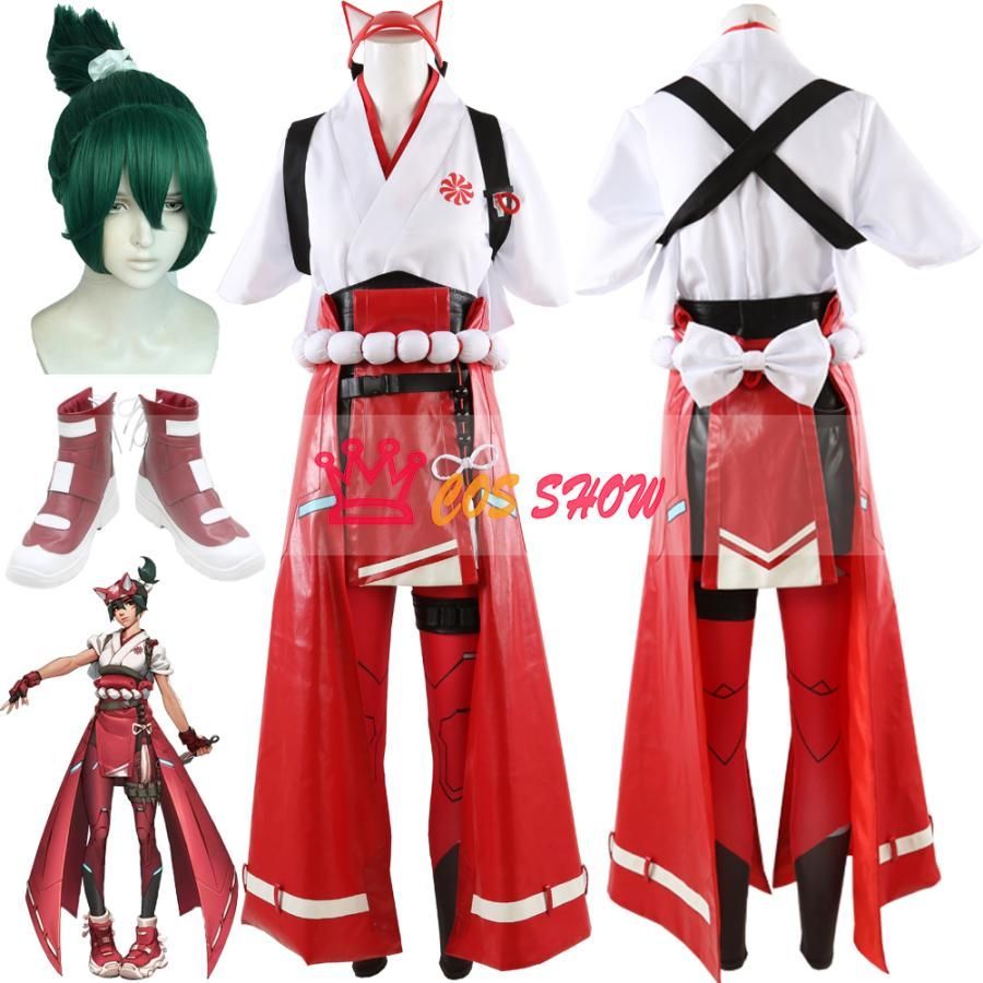 オーバーウォッチ2 OW2 キリコ コスプレ衣装 Kiriko cosplay 仮装 きつね帽子付き ウィッグ 靴追加 オーダーメイド製作 仮装 イベ
