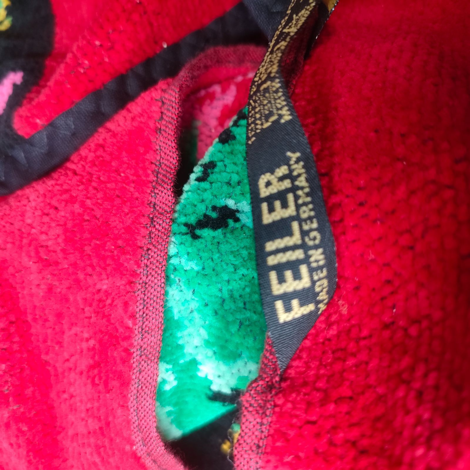 美品 FILLER 花柄 鳳凰柄 シェニール織りタオル生地 エプロン レトロ