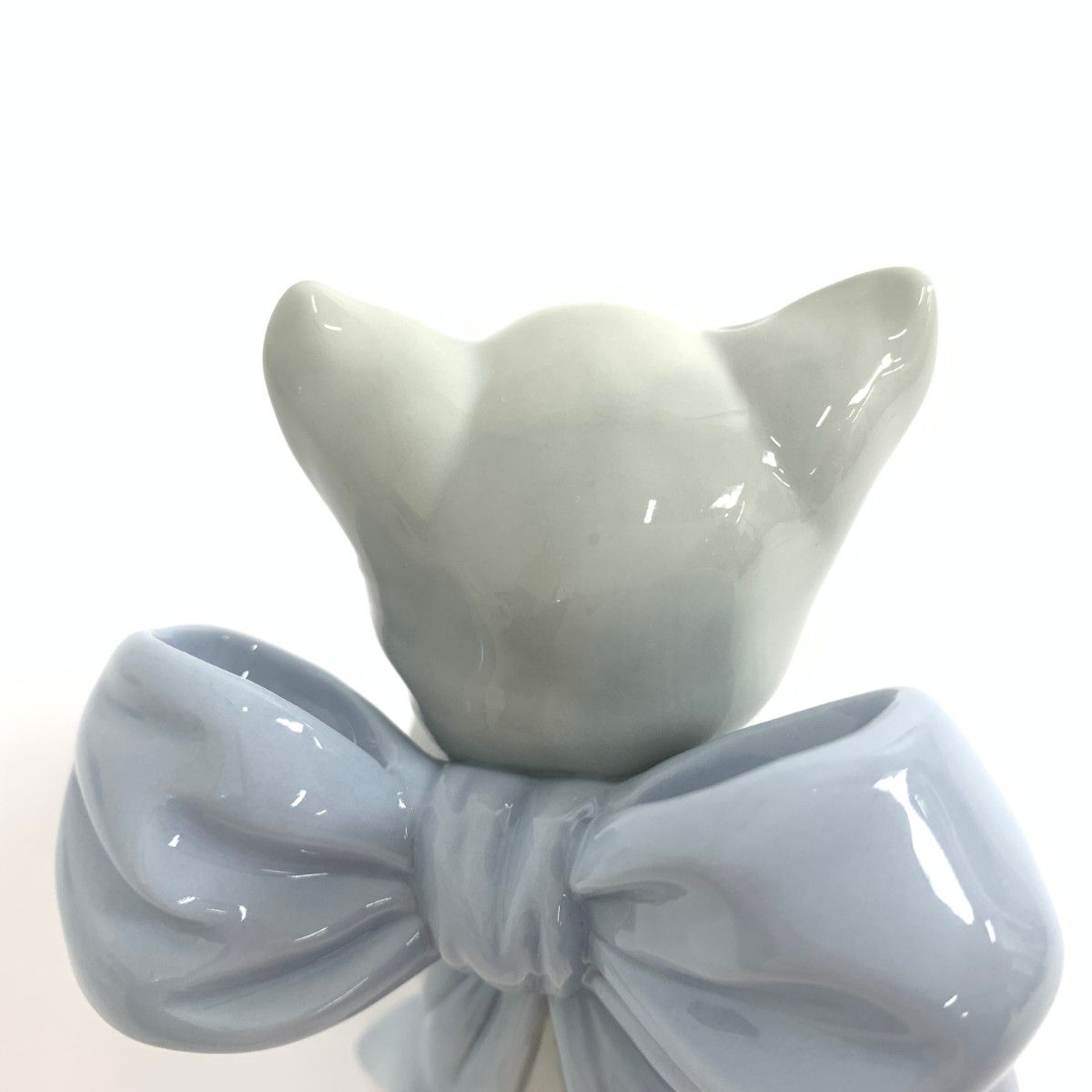 美品 LLADRO リヤドロ ネコ リボン フィギュリン 1348 陶器