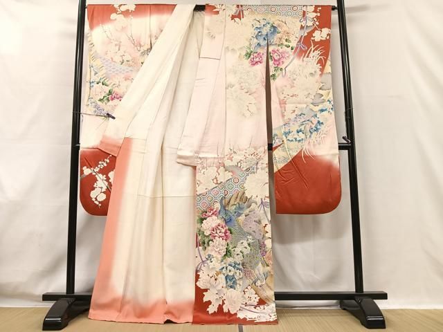 平和屋着物□豪華振袖 作家物 孔雀花文 暈し染め 金彩 正絹 逸品