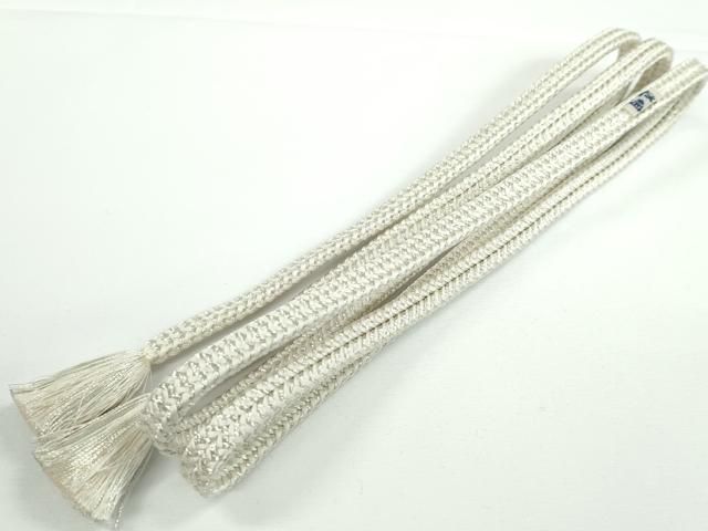 平和屋本店■極上　有職組紐道明　帯締め　冠組　白×銀　宮内庁御用　国立博物館御用　東京芸術大学御用　逸品　CXAA0576s5 平和屋本店□極上 有職組紐道明 帯締め 冠組 白×銀 宮内庁御用 国立