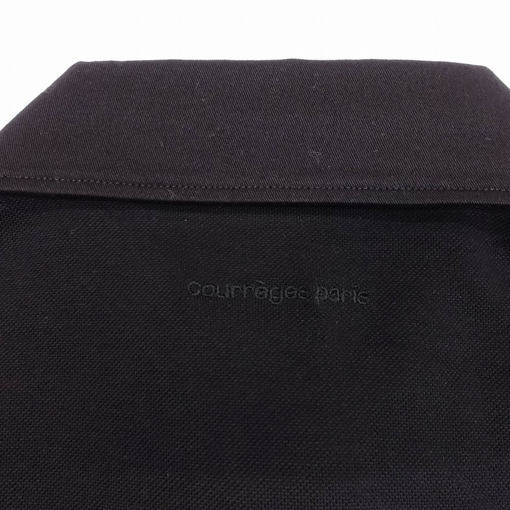クレージュ Courreges paris ロゴ クロップド ポロシャツ 半袖 ショート丈 鹿の子 トップス XS ブラック レディース 【中古】 /TNT クレージュ Courreges paris ロゴ クロップド ポロシャツ 半袖