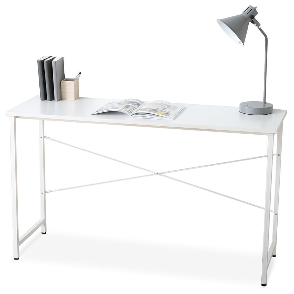 勉強机 ホワイト 奥行40cm ワークデスク 幅120cm 120×40 シンプル PBDK-1240 パソコンデスク デスク ~SMART 机 COLLECTION~ 組立簡単 アイリスプラザ