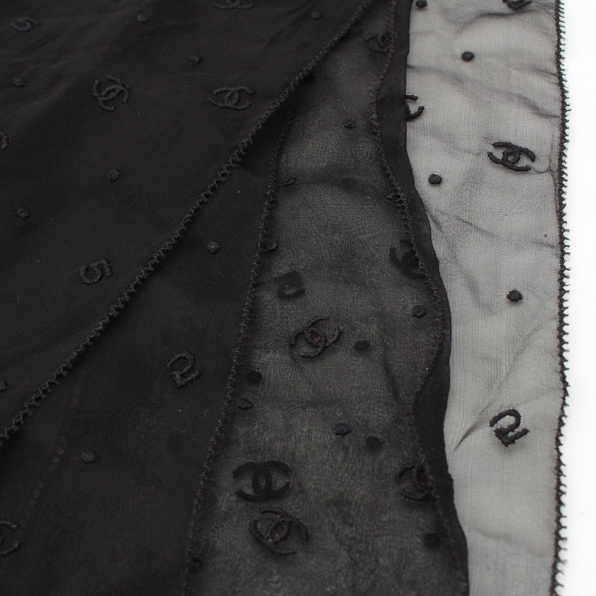 シャネル シルク ココマーク ストール ショール ブラック【中古  