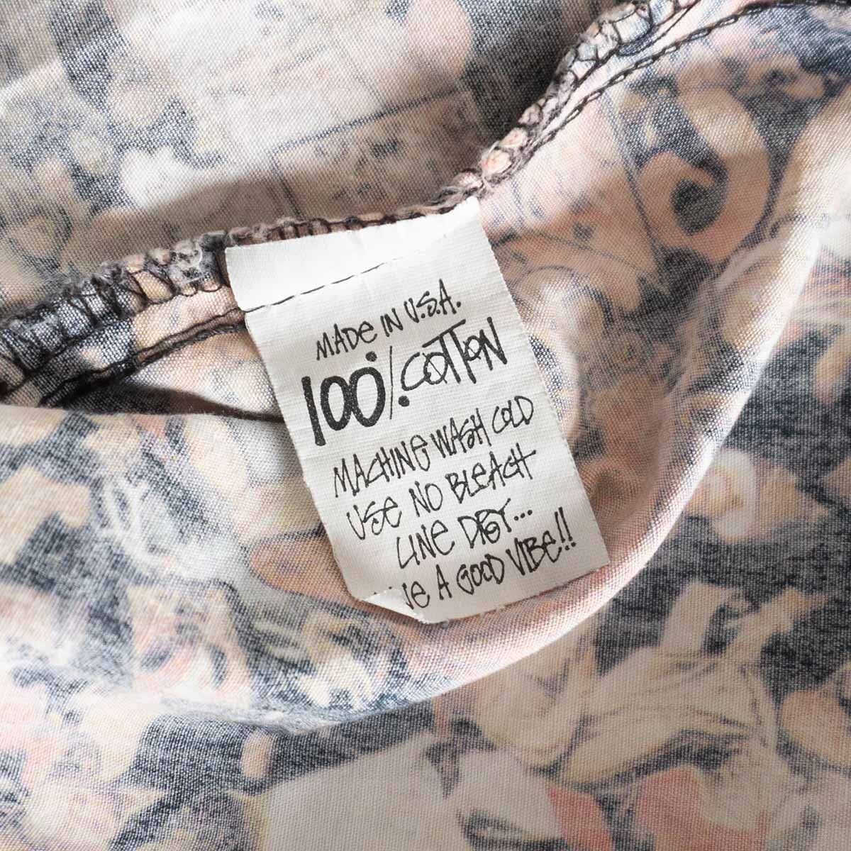 80s/USA製】OLD STUSSY【Religion pattern shrits】L ステューシー