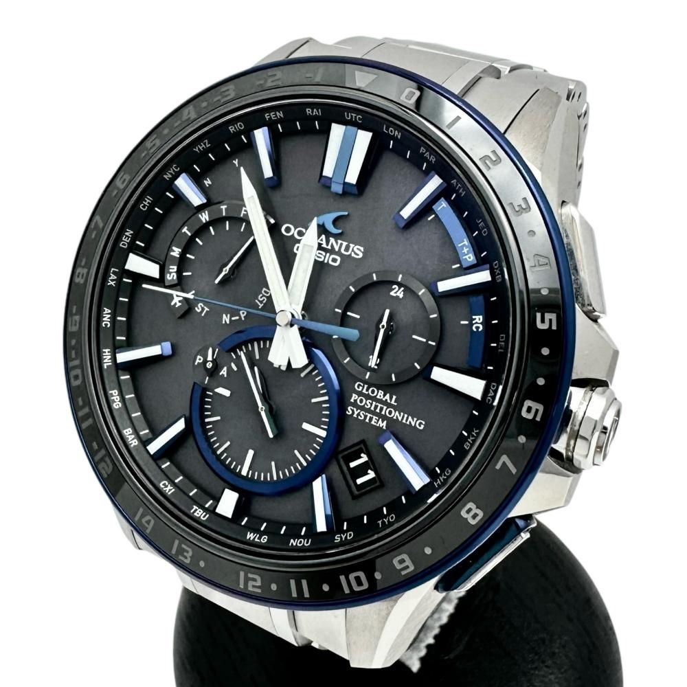 【CASIO/カシオ】OCW-G1200-1AJF オシアナス GPS 腕時計 チタン ソーラー電波 青黒文字盤/シルバーベルト メンズ 【中古】【真子質店】【GD】