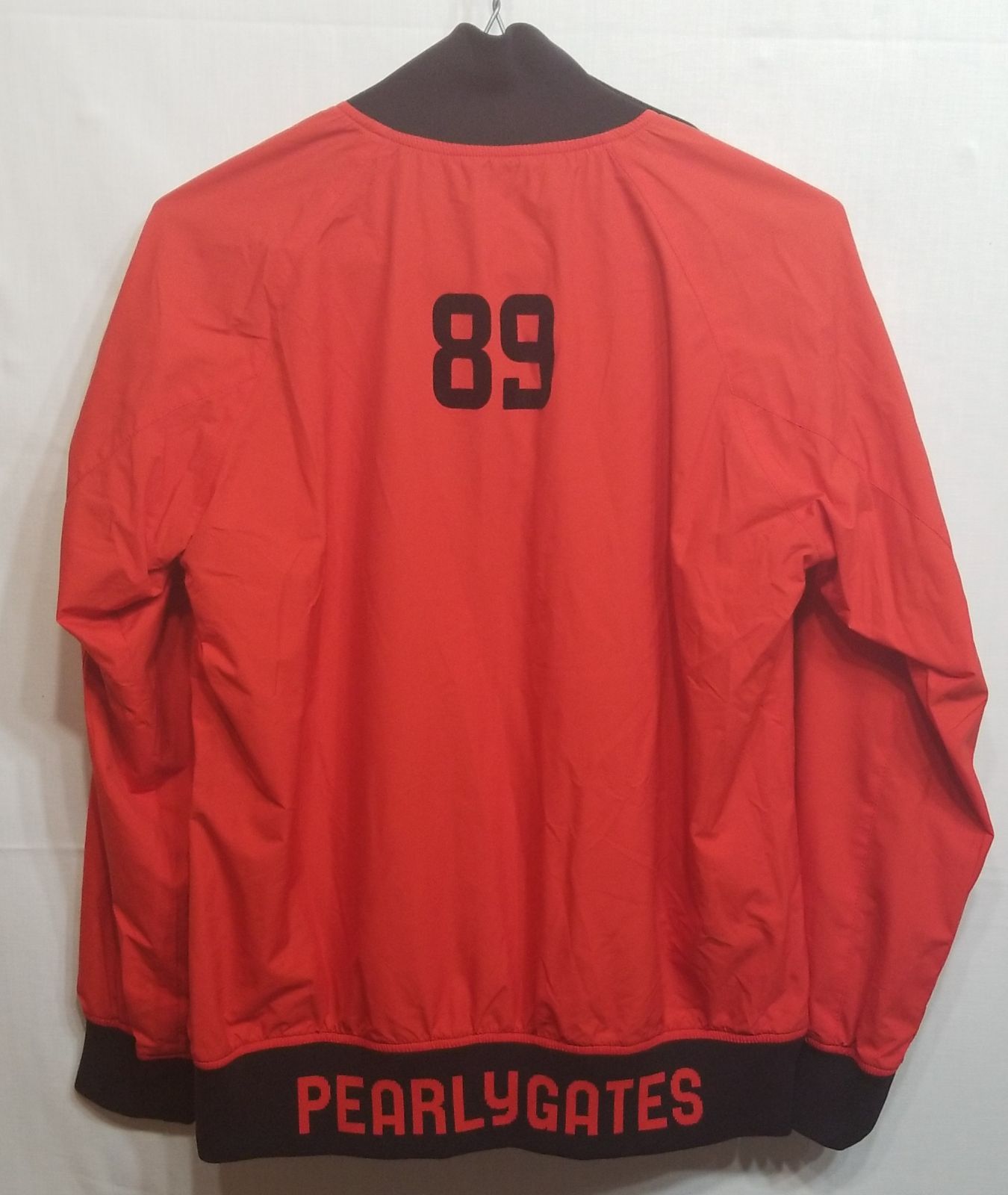 PEARLY GATES パーリーゲイツ ナイロンジャケット 89ロゴ 刺繍入り レッド × ブラック 1サイズ レディースM相当 1010-03