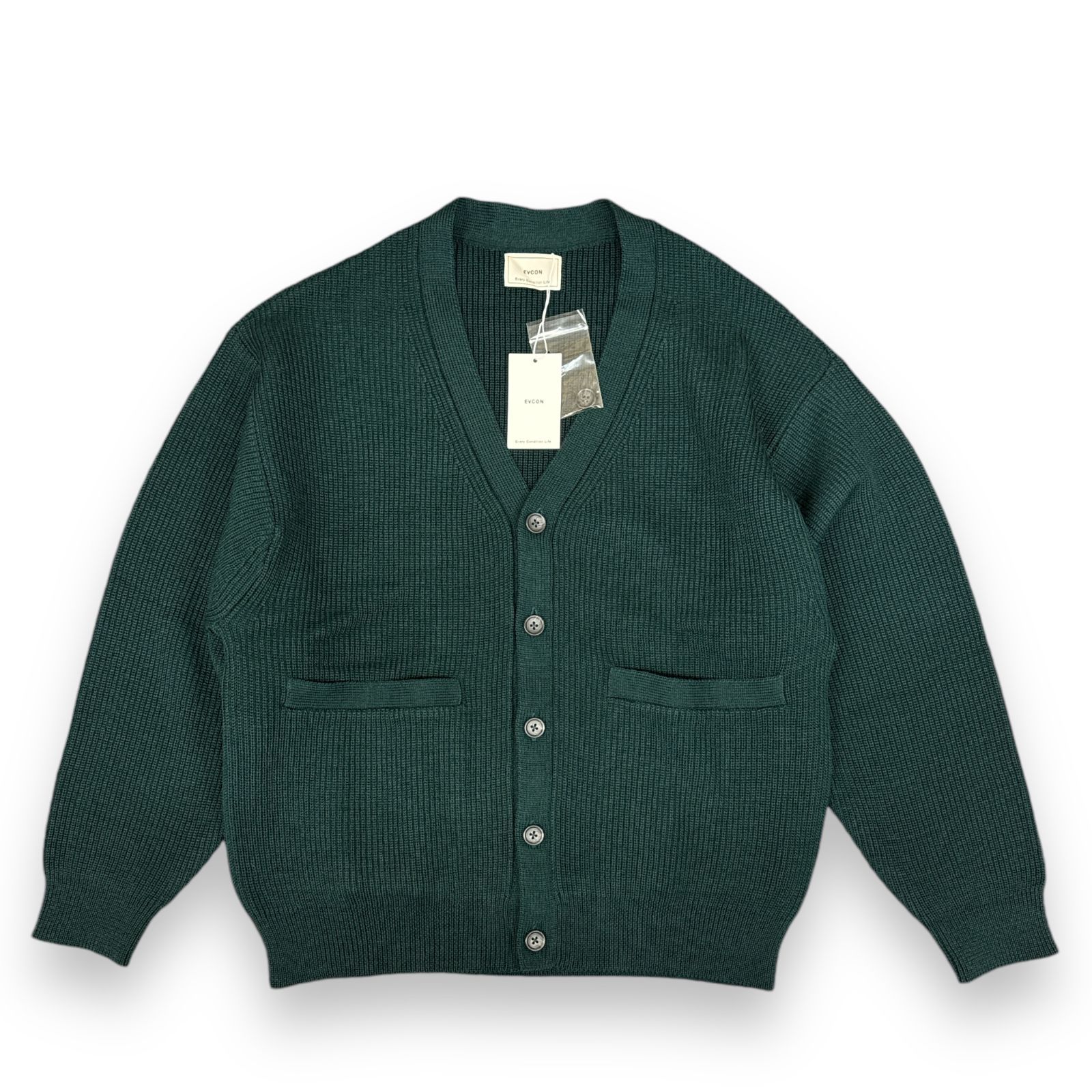 新品 定価30800円 EVCON (エビコン) / WOOL LOW GAUGE CARDIGAN